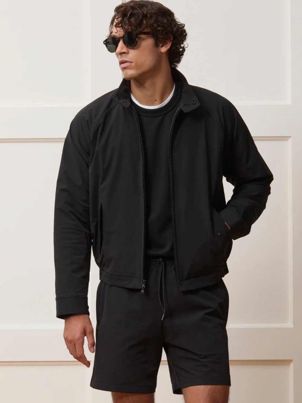 Todd Snyder "Harrington" Lightweight Nylon Jacket in Black, size Large